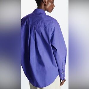 COS Cobalt Blue Button Down Boyfriend Oversize Poplin Shirt Sz 6 EXCELLENT